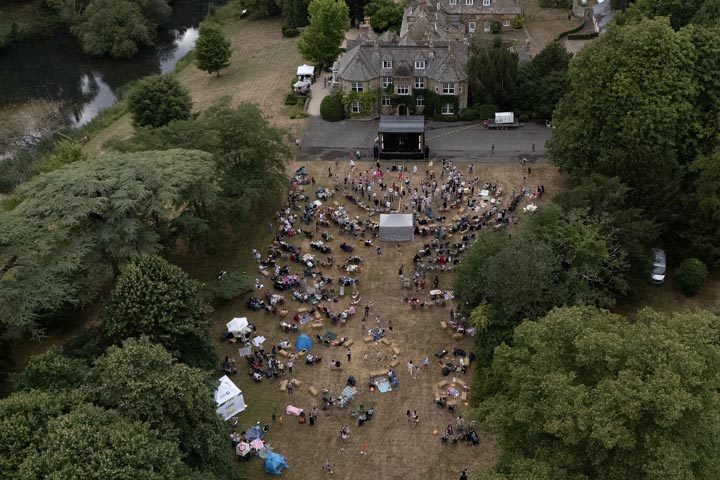 aerial shot of festival